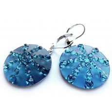 Round Blue Dangle Earrings
